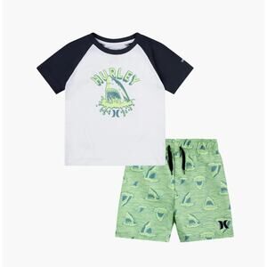Hurley Little Boys Shark Head Doodle Swim Set - Faded Green